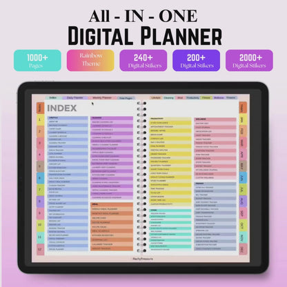 All-in-One Digital Planner 2025 /26 /27, Hyperlink Digital Planner,  Goodnotes Planner, Apple Google Calendar